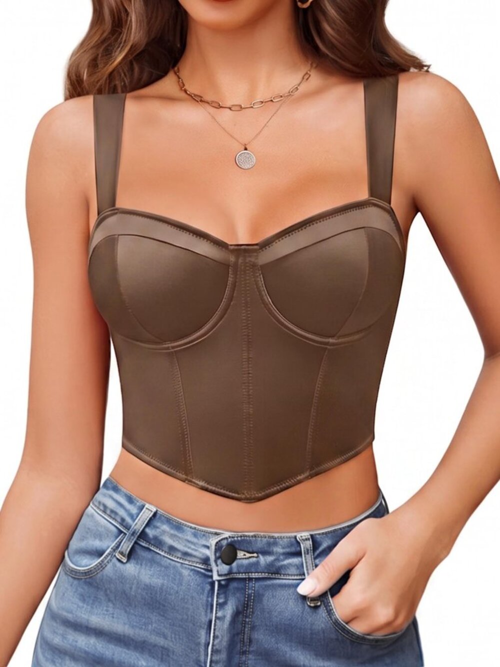 Avidlove Corset Tops for Women Sexy V Neck Bustier with Underwired Bralette M